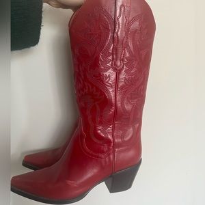Wine red cowboy boots
